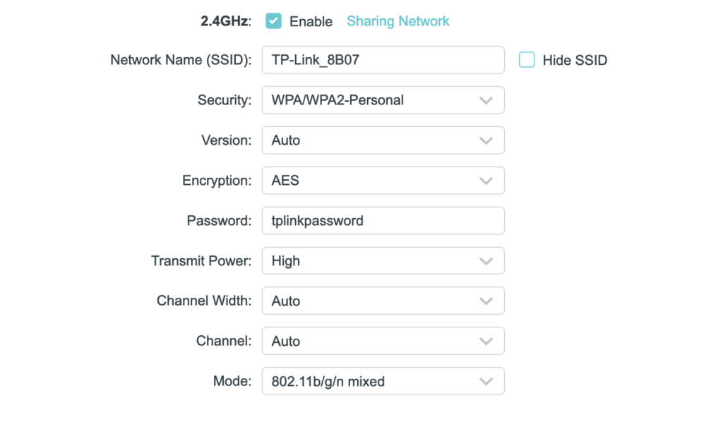 TP Link Wifi Channel Selection on 2.4Ghz